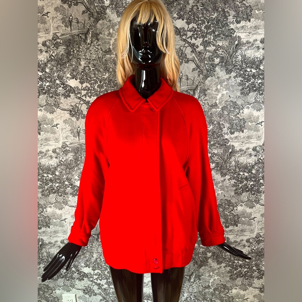 Red Wool Bomber-Style Coat